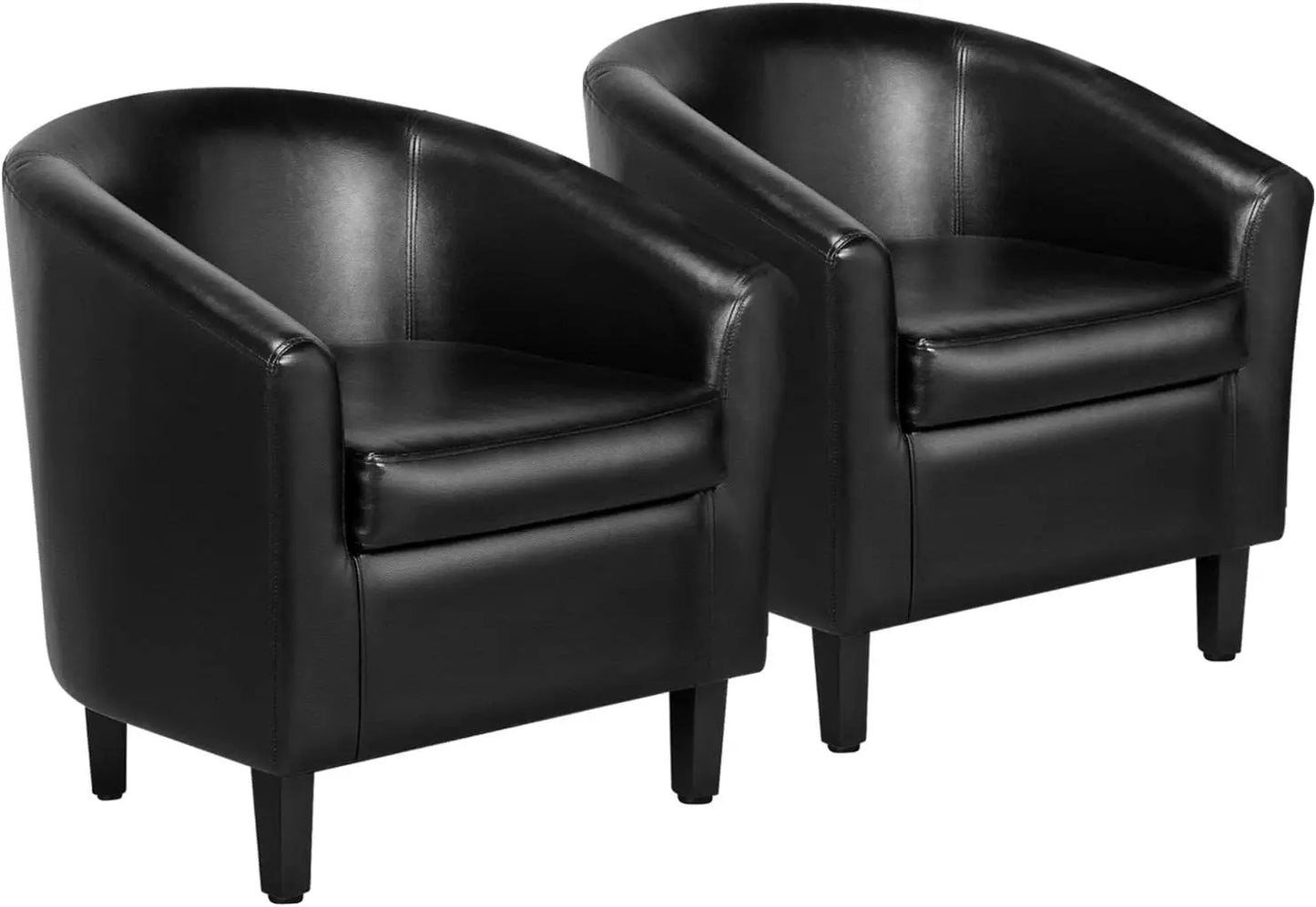 2 Pcs Accent Faux Leather Barrel Chairs Comfy Club