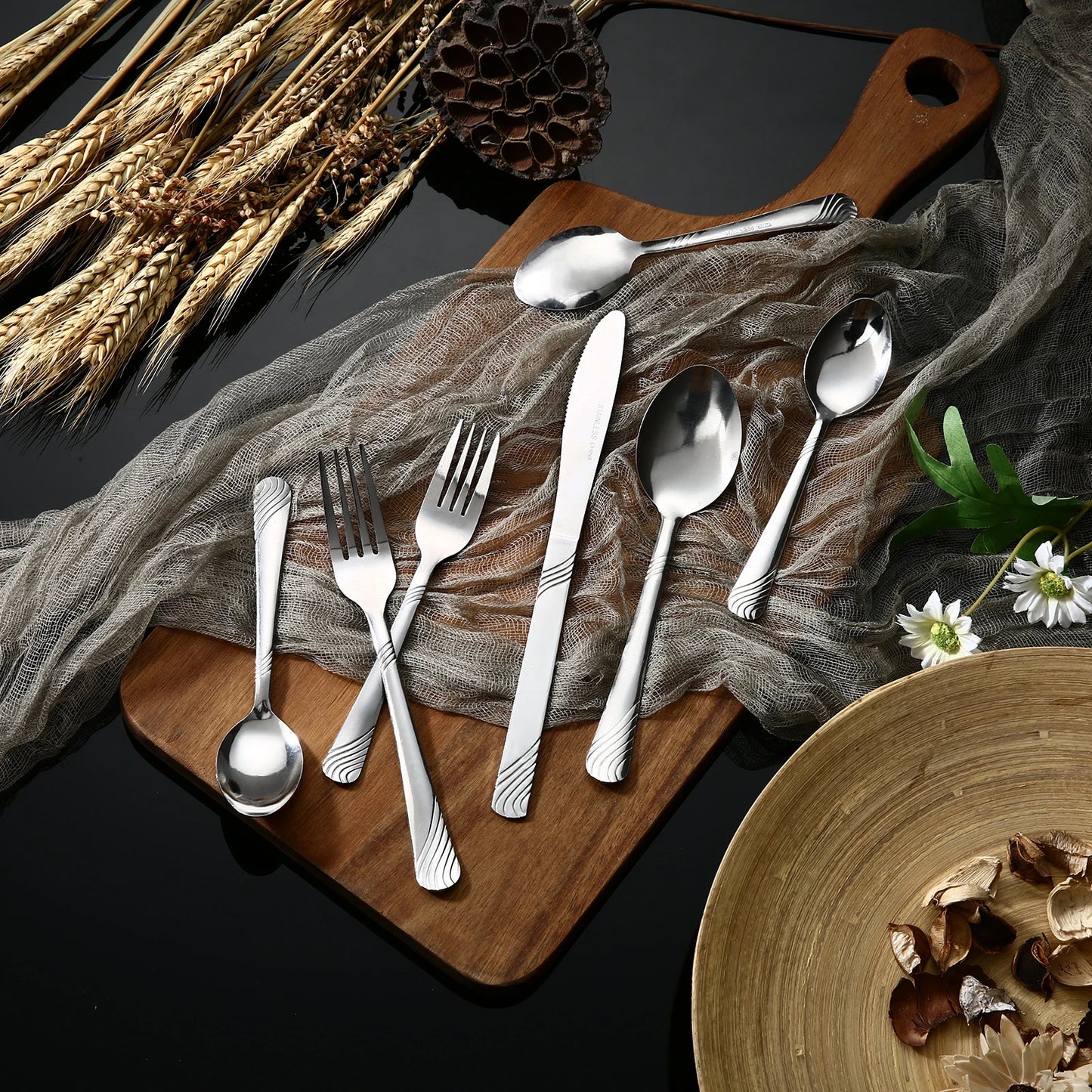 48Pcs Flatware Set Stainless Steel Knife Fork Spoon