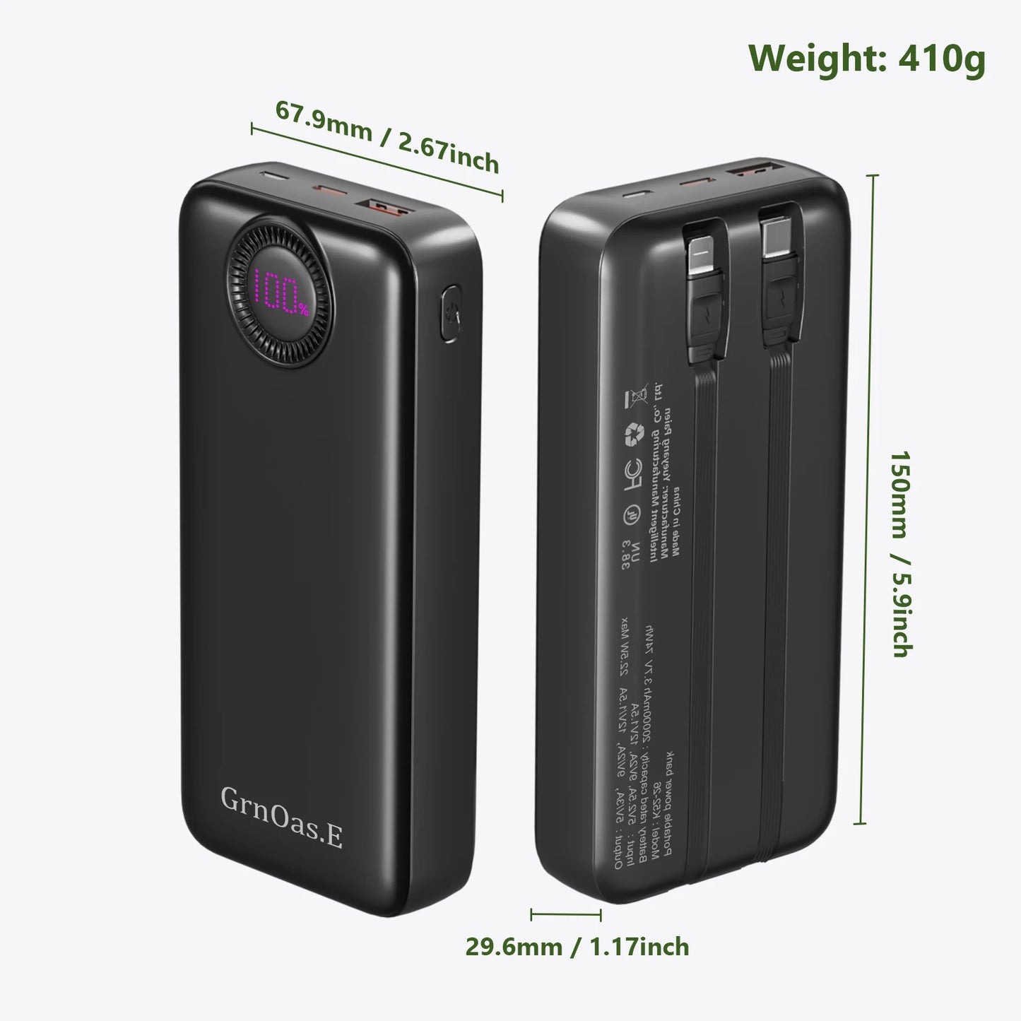 Portable Charger Power Bank for iPhone 16/15 Series Samsung Galaxy