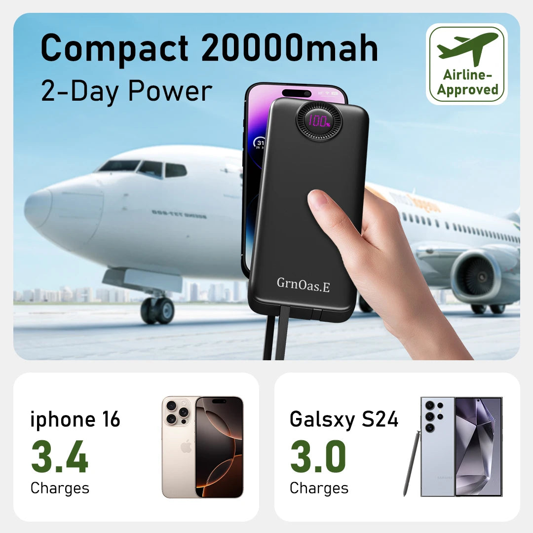Portable Charger Power Bank for iPhone 16/15 Series Samsung Galaxy