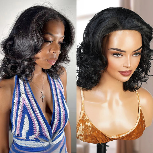 Body Wave Short Half Wig Glueless Wear and Go