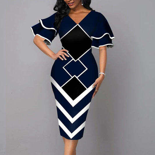 Fashion Elegant V Neck Short Sleeve Sexy Lady