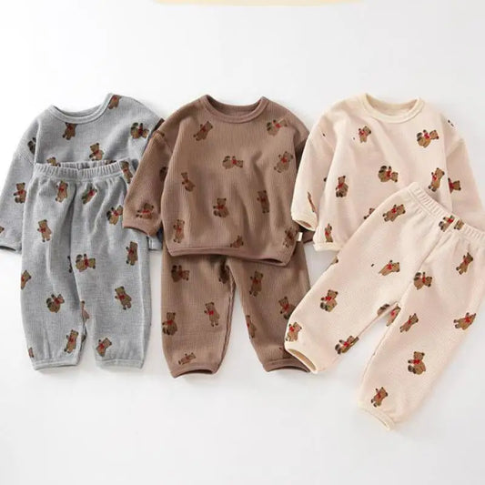 Newborn Boys Round Neck Fashion Waffle Suit