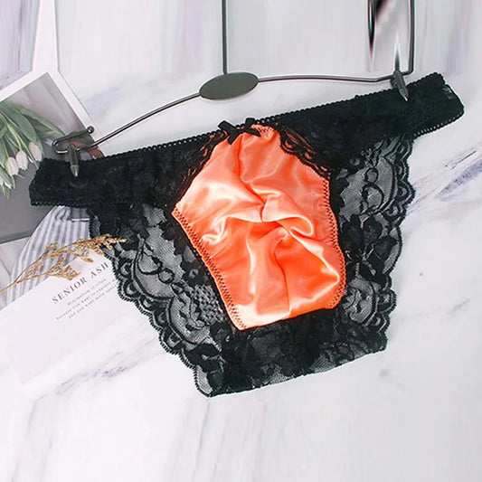 Sexy Lace Mens Breathable Large Size Briefs