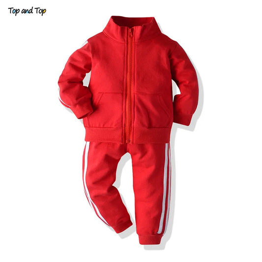 Infant Baby Boy Casual Striped Zipper Tracksuit