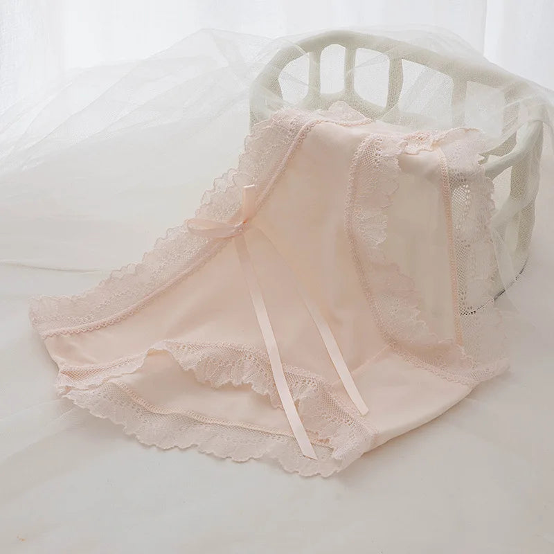 5 Pcs Teen Girl Lace Middle Waist Panties