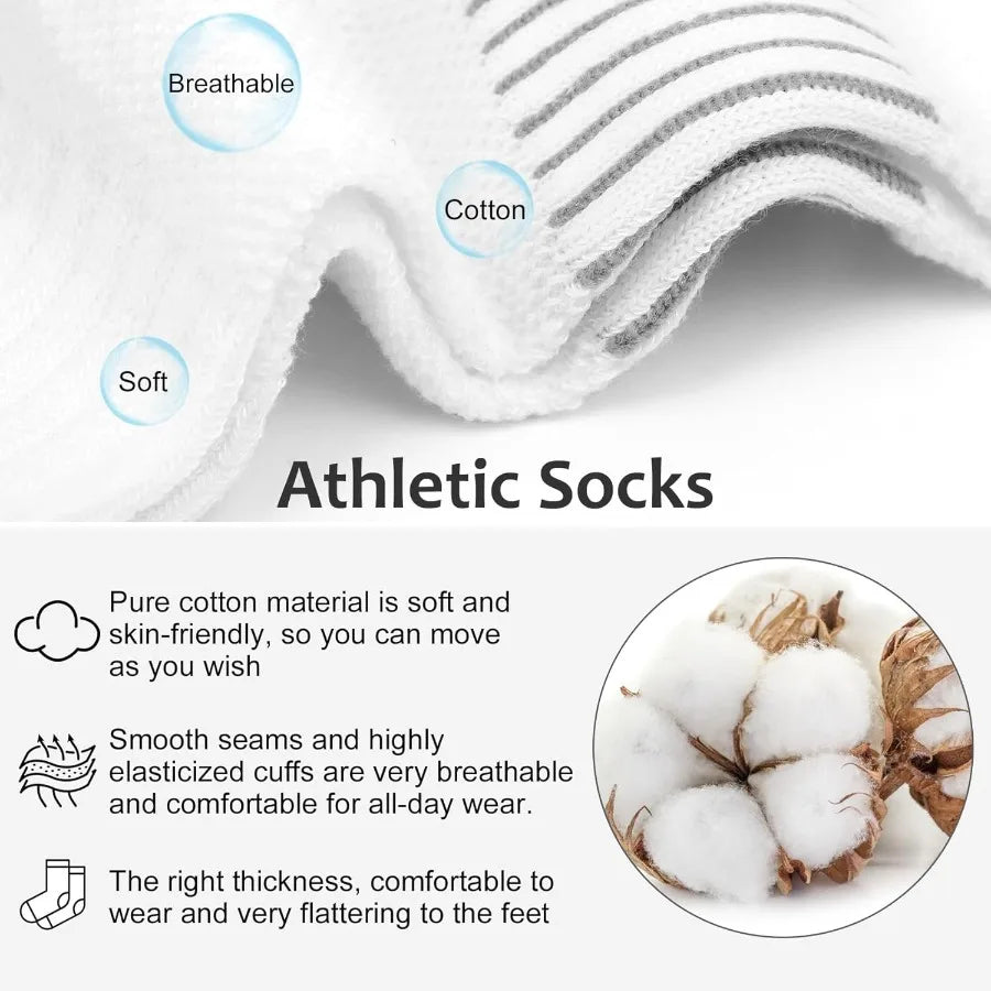 8 Pairs Crew Socks for Women Men