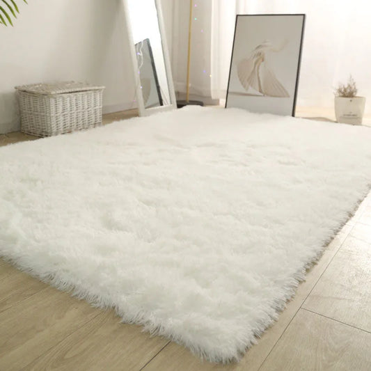 White Fluffy Modern Home Decor Rug Non-Slip