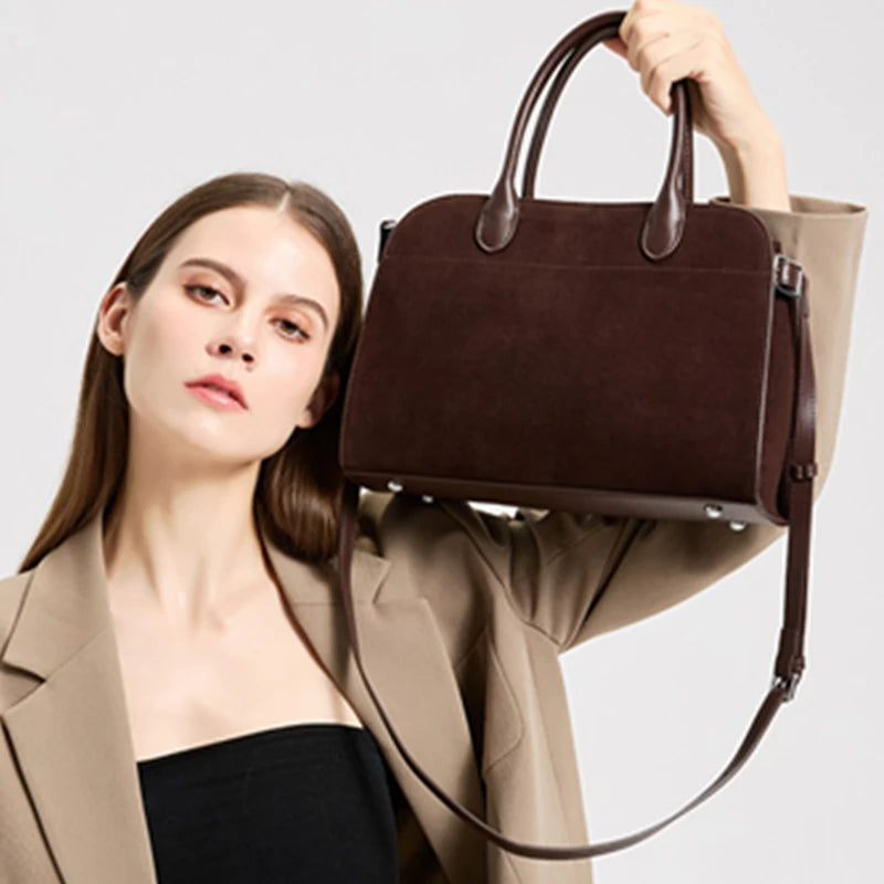 Hifashion Suede Genuine Leather Tote For Women