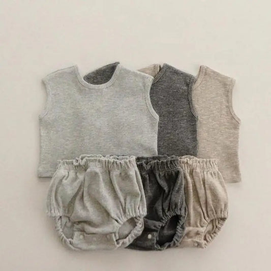 2 Pcs Sleeveless Breathable Cotton Pajamas Set