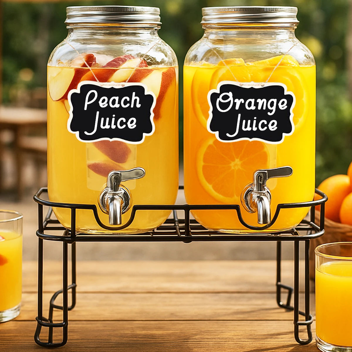 Drink Dispenser 2 Packs Gallon Glass with Stand