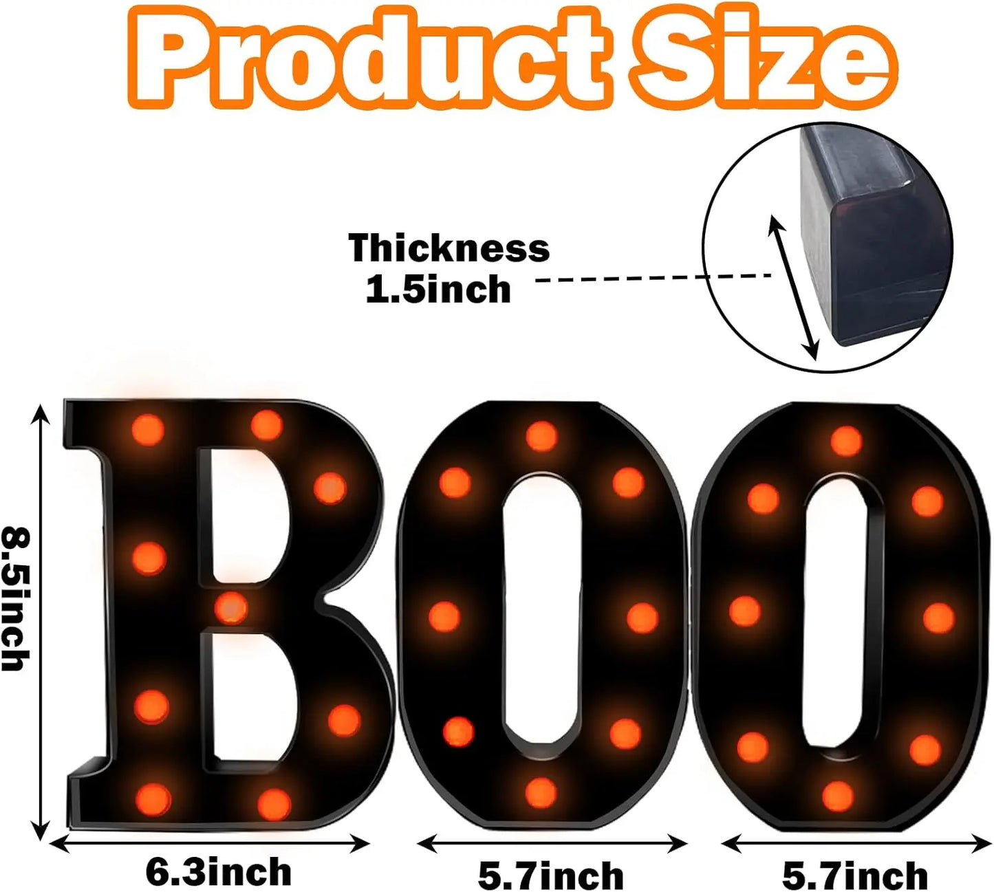 3 LED Marquee Light Up Letters Black Boo