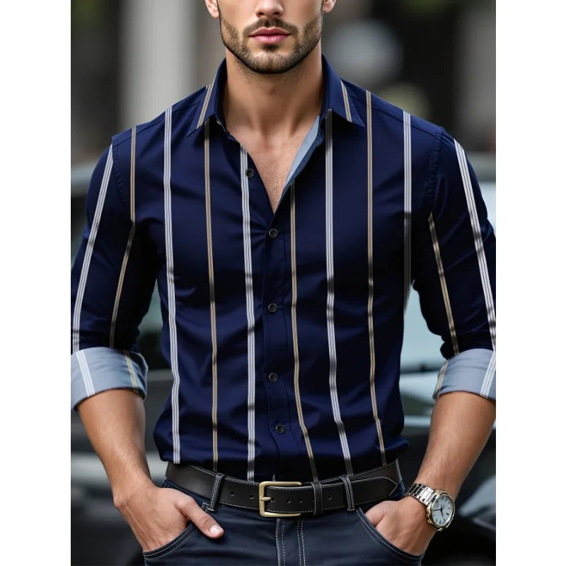 Mens Fashion Long Sleeve Casual Dress Shirt