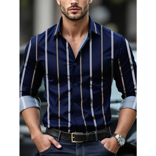 Mens Fashion Long Sleeve Casual Dress Shirt