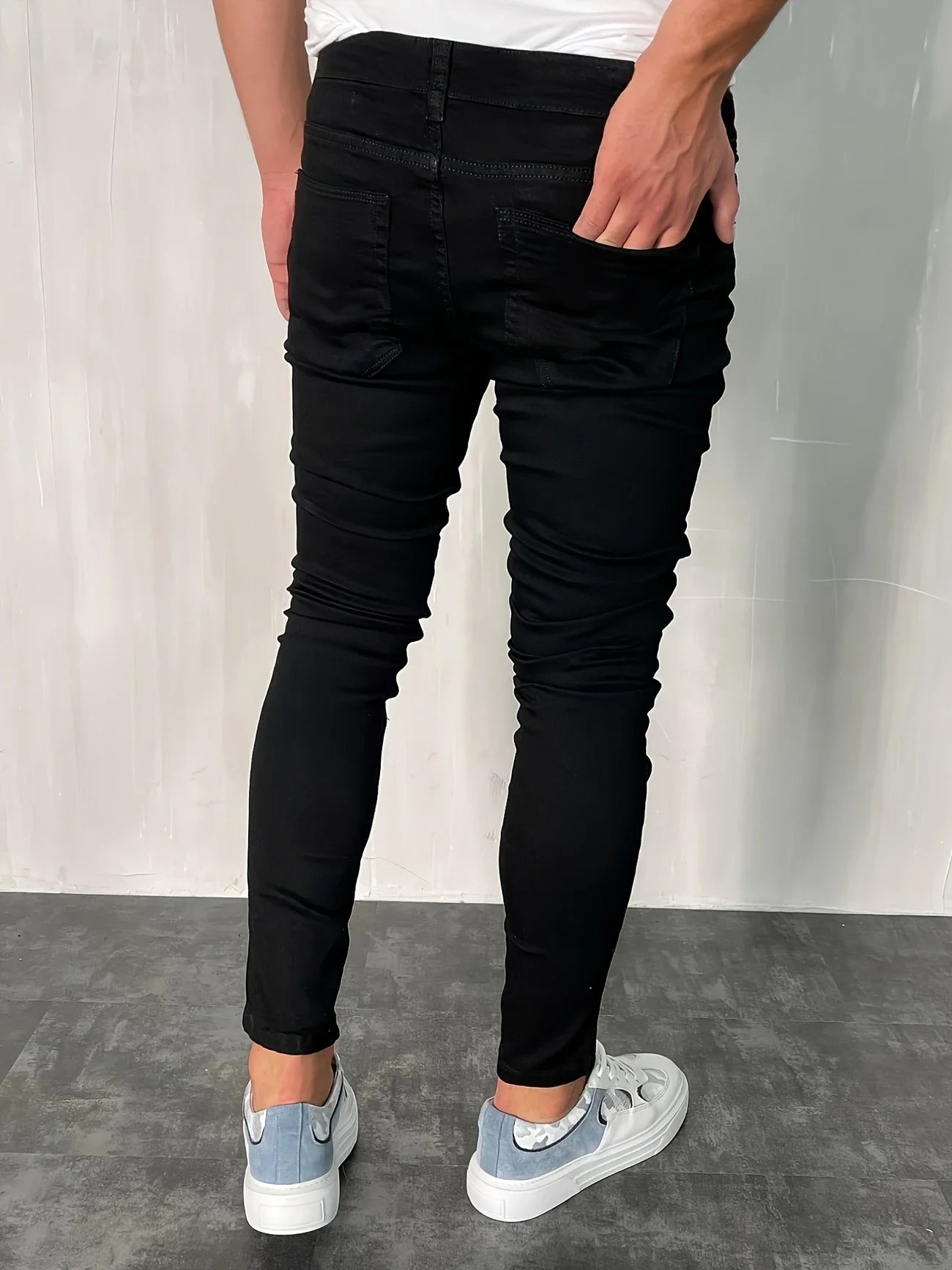 Men'S Slim-Fit Dark Cotton Jeans - Stretch Denim