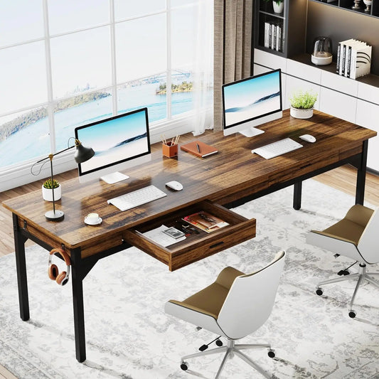 Double Long Desk with 2 Drawers, Office Table