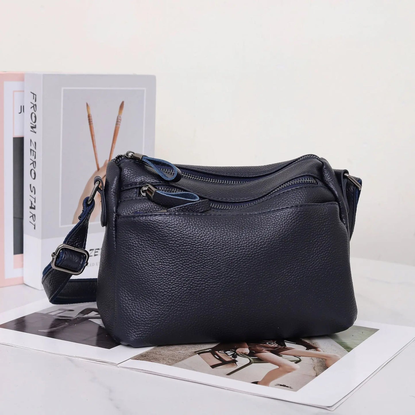 Women's Genuine Leather Crossbody Bag, Organizer Tote,