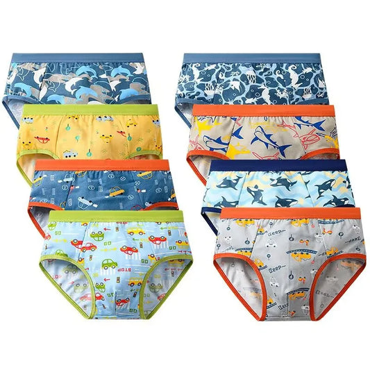 8PC Boys Briefs Cotton Underwear Teenager Cartoon
