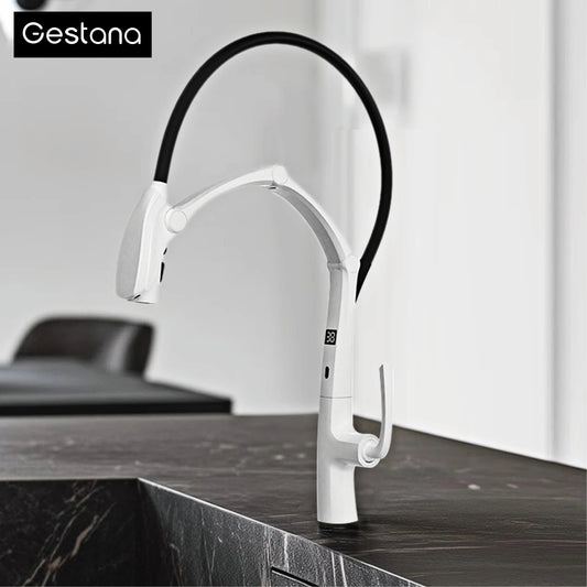 Luxury Gunmetal Brass Kitchen Faucet LED Display