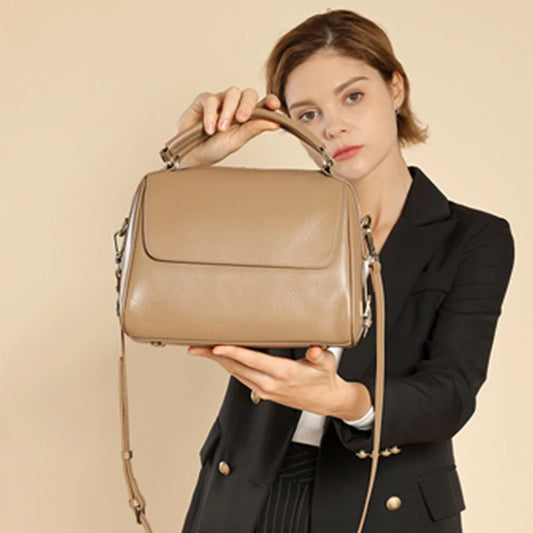 Genuine Leather Boston Tote Handbags For Women