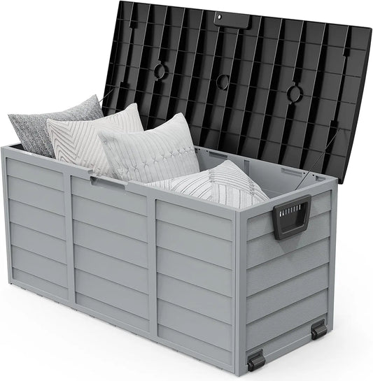 75 Gallon Outdoor Storage Box, Lockable Plastic