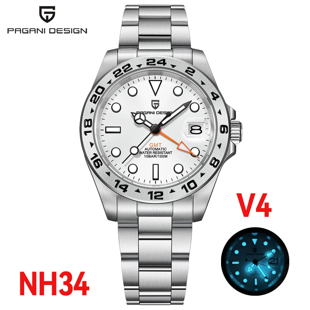 PAGANI DESIGN Men's GMT Stainless Steel Sport
