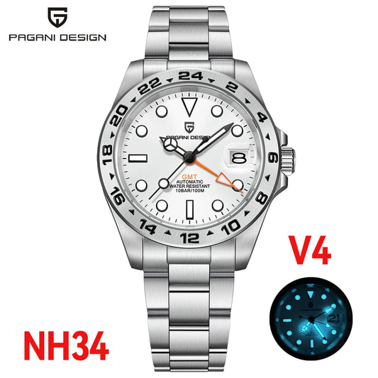 PAGANI DESIGN Men's GMT Stainless Steel Sport