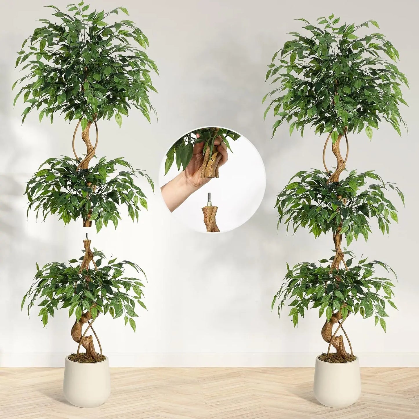 Ficus Tree Artificial Plants Indoor White Pot