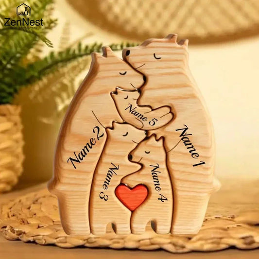 Wooden Bear Family Puzzle Personalized Home Decor
