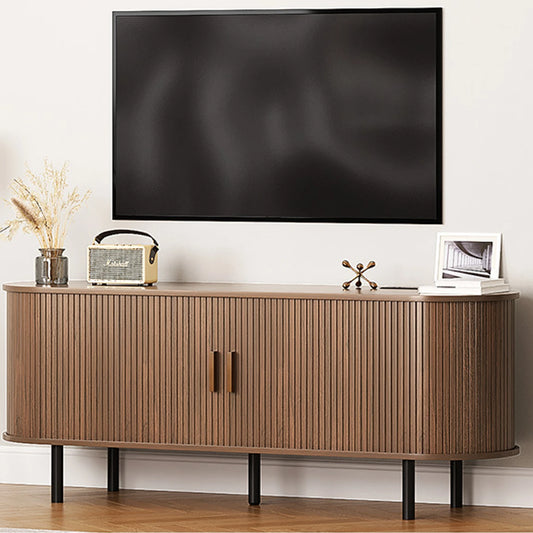 TV Table with Sliding Doors Adjustable Shelves