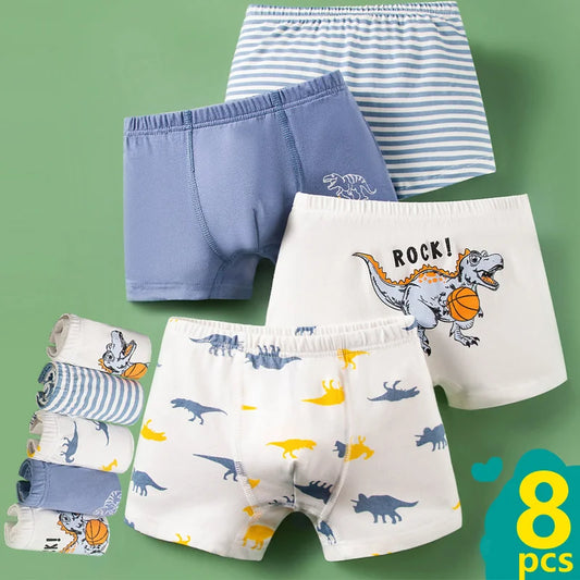 8 pcs Boys Boxer Briefs  Underwear Teenager Cartoon