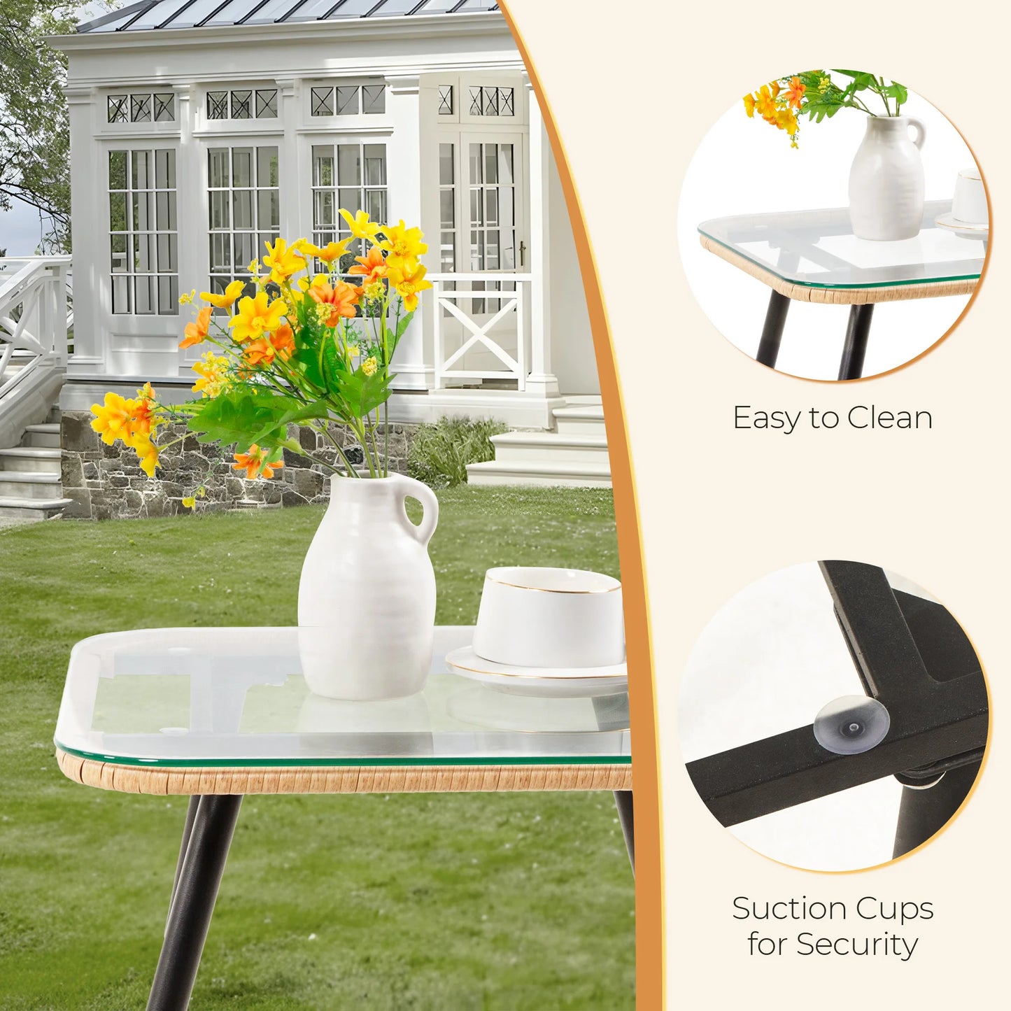 5 Piece Outdoor Wicker Small Conversation Bistro
