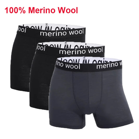 Men Merino Wool Boxer Briefs Soft Breathable