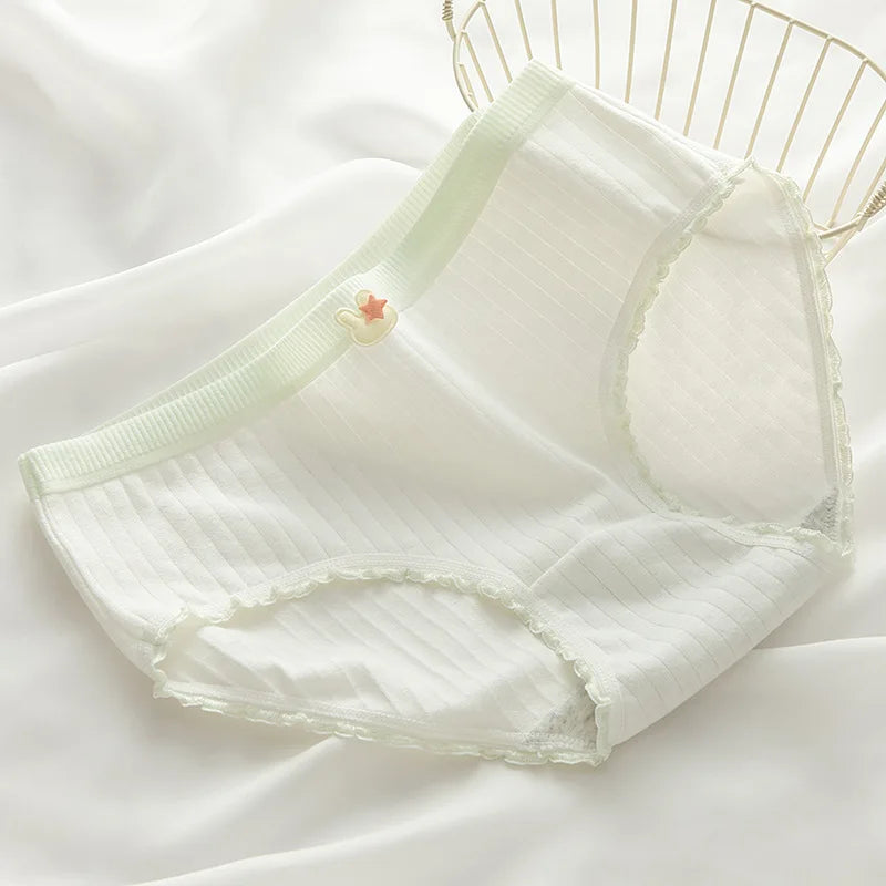 6 Pcs Young Girl Fashion Middle Waist Briefs Underwear Teenager