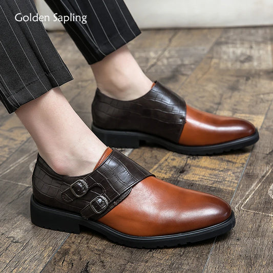Golden Sapling Dress Patchwork Leather Shoes