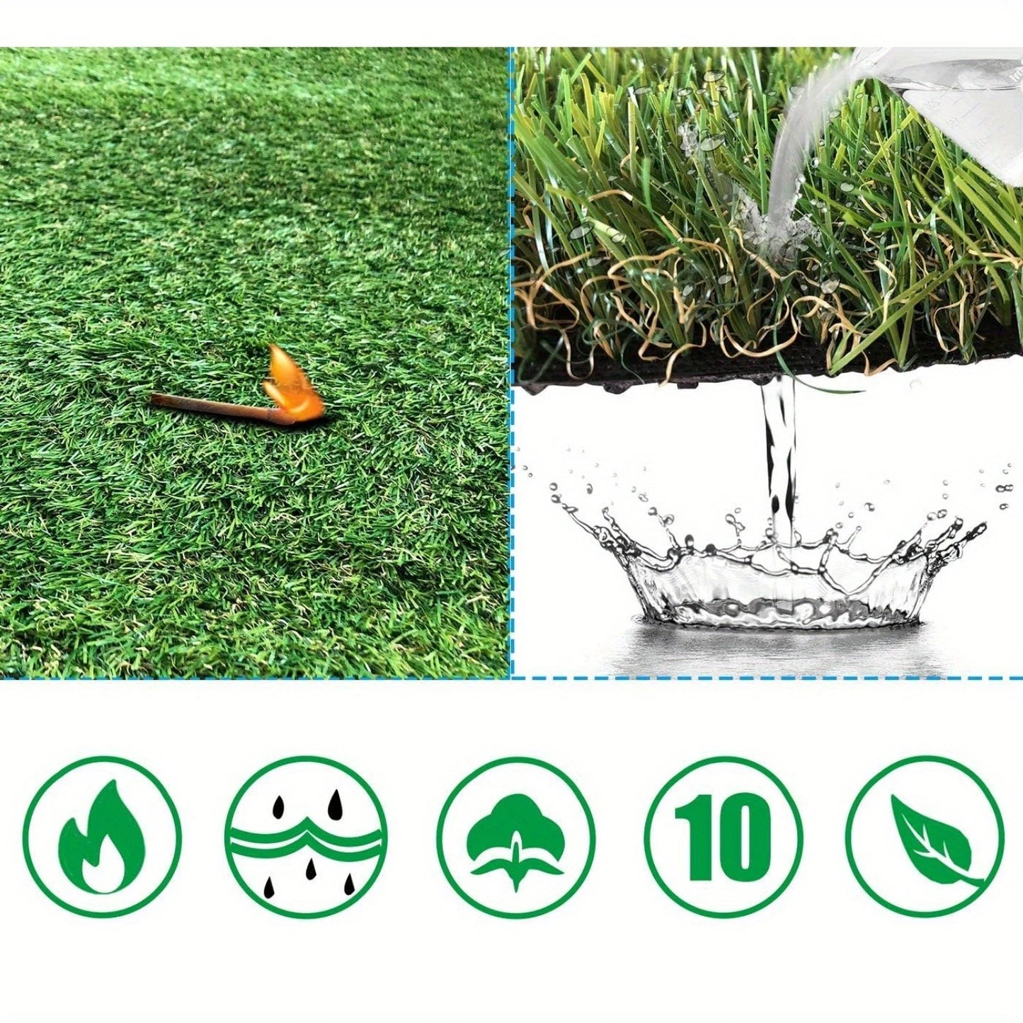 3ft x 10ft Quality Artificial Turf Drainage Holes