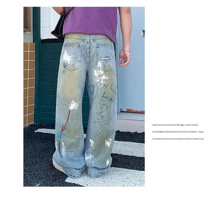 Men, Straight Loose Wide-Leg Trendy Brand