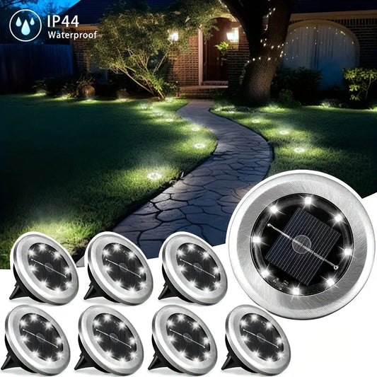 8 Pcs Solar Power Garden Deck Light Spotlight