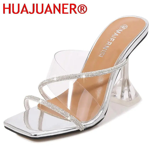 Transparent PVC Slippers Crystal Cup high-heeled Women