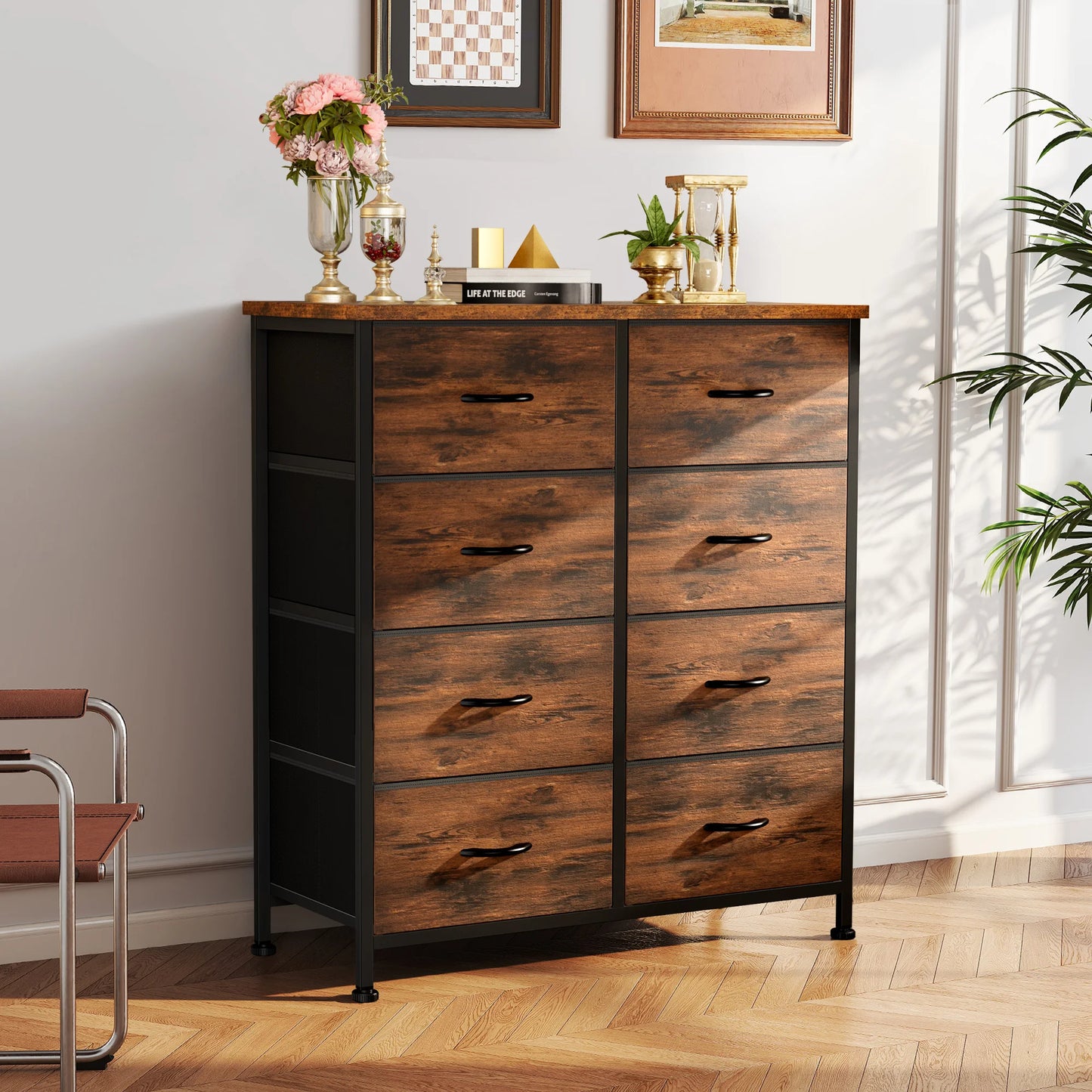 8 Fabric Drawers Storage Cabinet Steel Frame Assembly