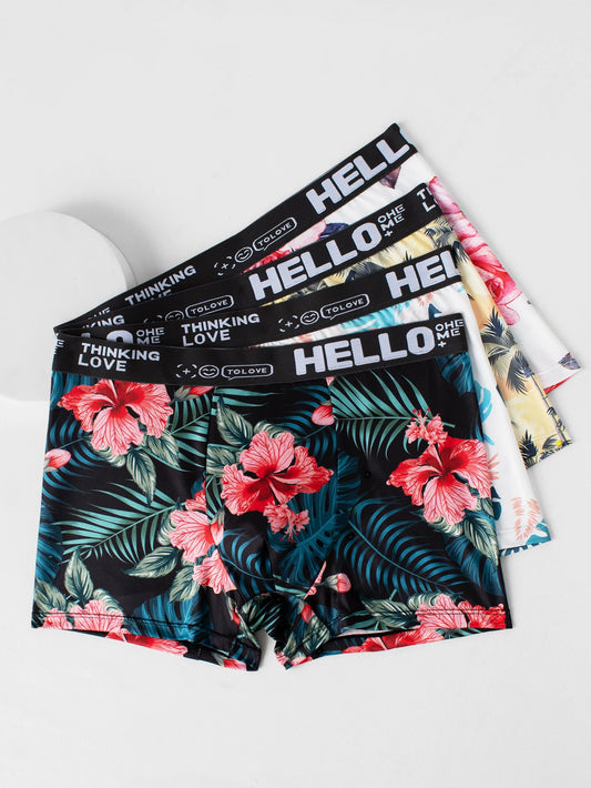 4 Pairs Men's fashion high-grade printing boxer shorts