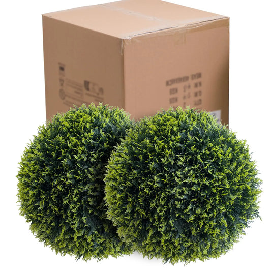 2 Set Artificial Topiary Cedar Balls for Decor