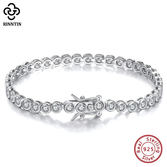 Shiny Tennis Bracelet Sterling Silver Cubic Zirconia