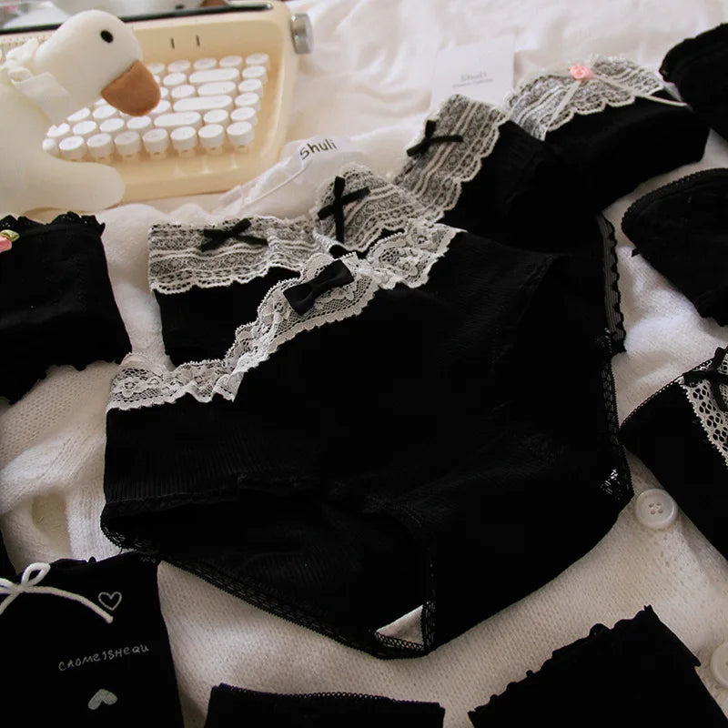 6 Pcs Middle Waist Briefs young girl lace Teenager Panties