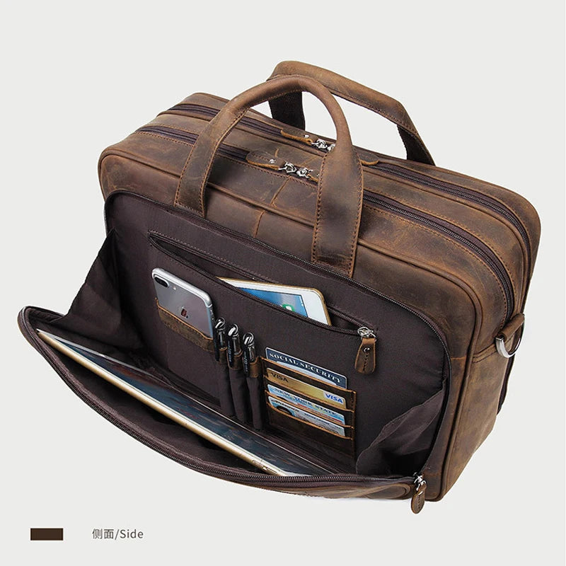 Genuine Leather Men Briefcase Business Bag