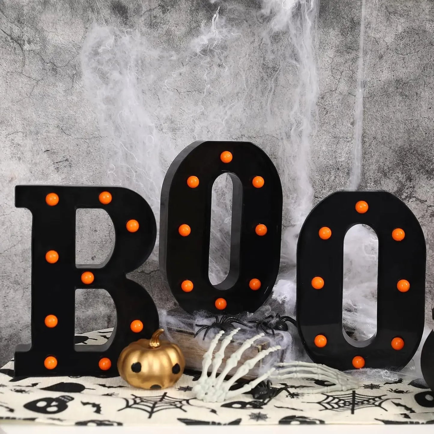 3 LED Marquee Light Up Letters Black Boo