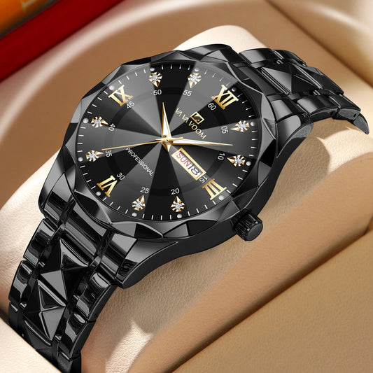 Diamond Luxury Night Glow Double Calendar Quartz