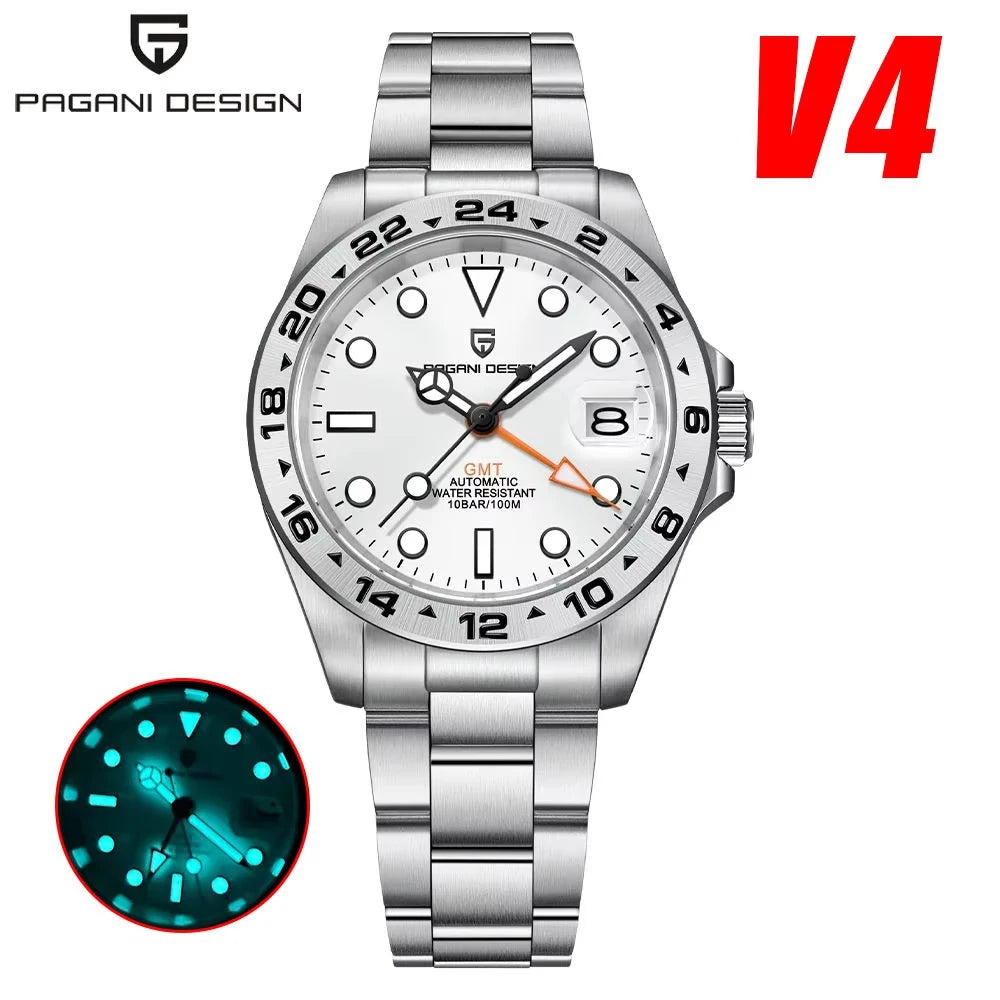 PAGANI DESIGN Men's GMT Stainless Steel Sport