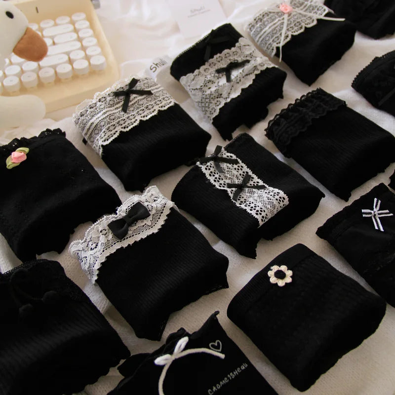6 Pcs Middle Waist Briefs young girl lace Teenager Panties