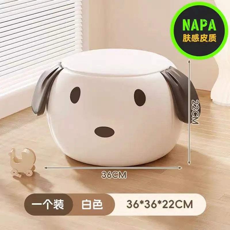 Puppy Stool Round Faux Leather Stool
